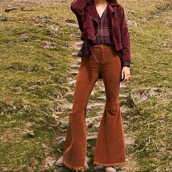 Free People Corduroy Bell Bottom Pants Sz 26 - Picture 1 of 8